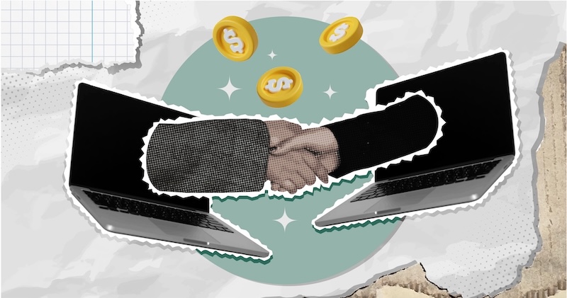 Инфографика: схема партнёрства — слева команда по заливу, справа инфраструктура, посередине делёжка прибыли 50-70%